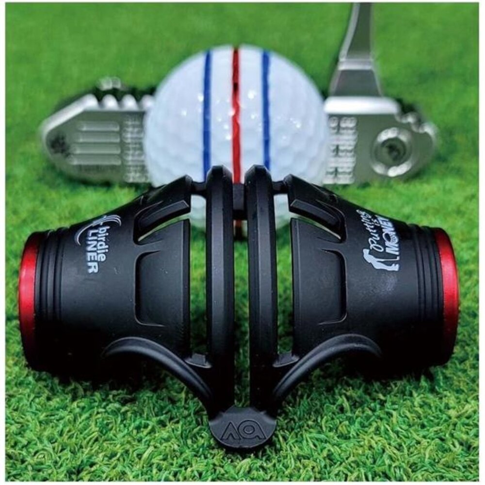 360Degree Golf Ball Marker Alignment Tool Kit-Triple Line Stencil with3Color Pen